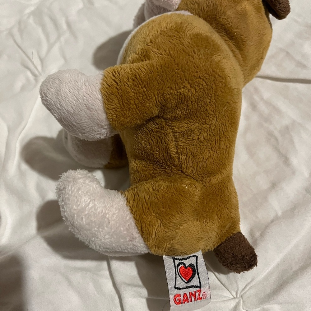 GANZ Brown and White Plush Dog Toy with Heart Tag